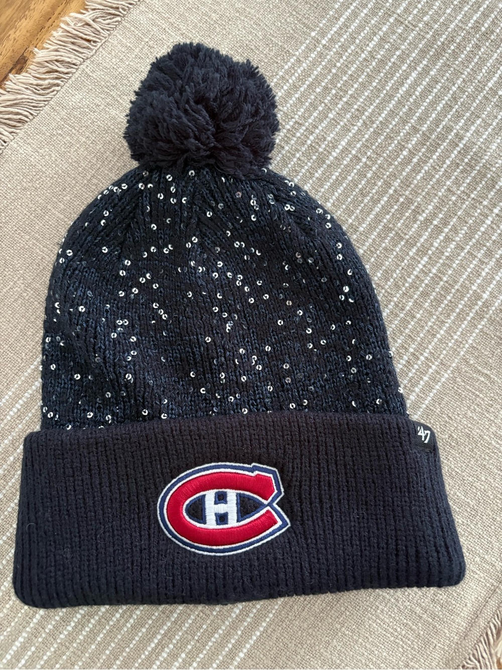 47 Brand Women Montreal Canadiens Navy Pom Beanie with Sequins